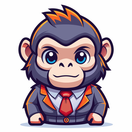Cartoon ape in suit. Cute design with vibrant colors. Detailed rendering and character designのイラスト素材