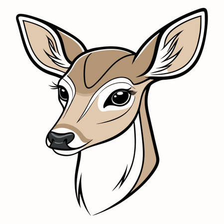 Cute cartoon deer head with big eyes and pointy earsのイラスト素材