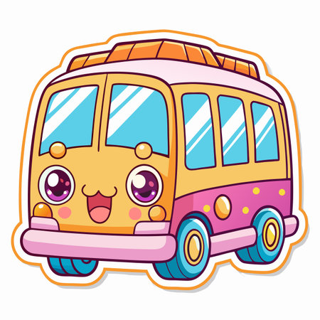 Cheerful cartoon busのイラスト素材