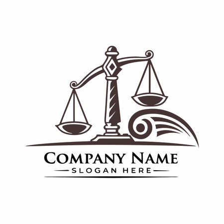 Ornate scales of justice illustration with decorative base designのイラスト素材