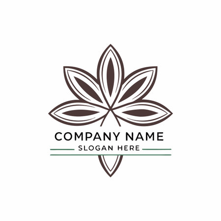 Stylized six-petal flower/leaf design in brown outline, simple and modernのイラスト素材
