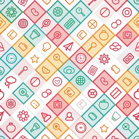 Abstract pattern of colorful line iconsの素材