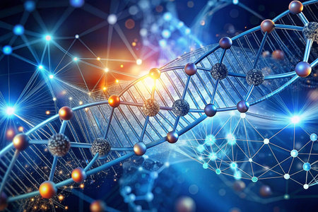 DNA helix, genetic research, science background, medical innovationの素材