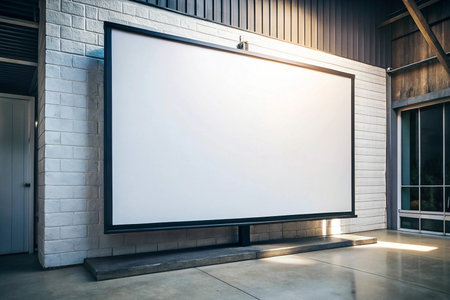 Blank screen display industrial loft sunlight mockupの素材