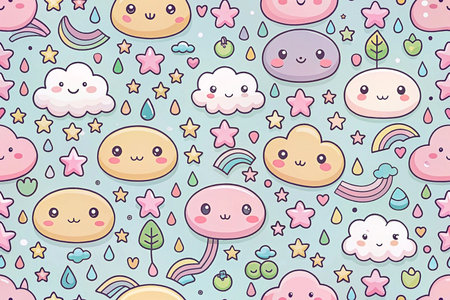 Cute cloud pattern backgroundの素材