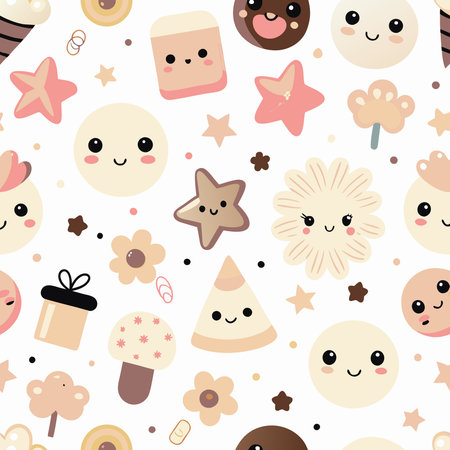 Cute cartoon food and sweets patternの素材