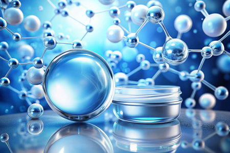 Science skincare jar molecules lab advertisingの素材