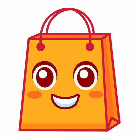 Cute shopping bag with happy faceのイラスト素材