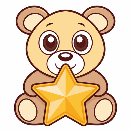 Cute bear holding a starのイラスト素材