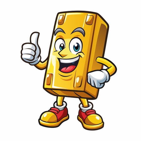 Gold bar mascot giving a thumbs upのイラスト素材