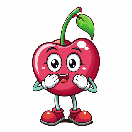 Cute cherry character with a happy expressionのイラスト素材