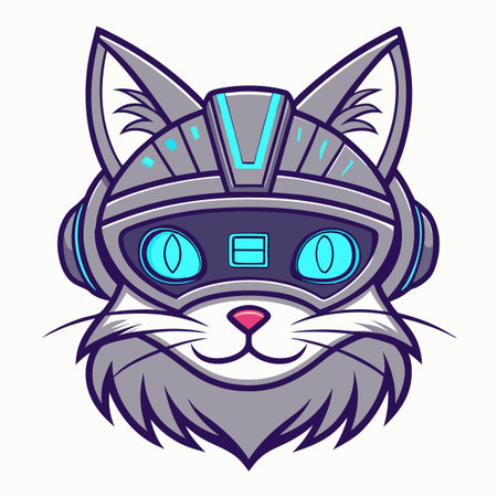 Cute robotic cat headのイラスト素材