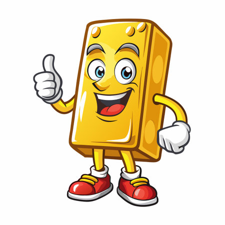 Gold bar mascot, giving thumbs upのイラスト素材