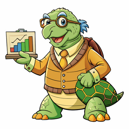 Turtle professor presenting a business graphのイラスト素材