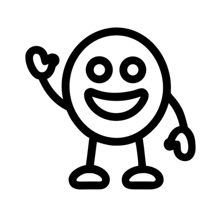 Friendly cartoon smiley face wavingのイラスト素材