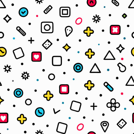 Colorful, geometric, pattern on white background