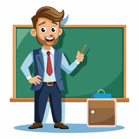 Cartoon teacher with blackboardのイラスト素材