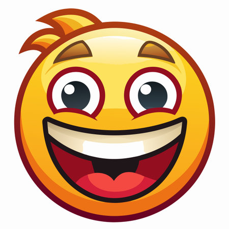 Smiling, cartoon emoticon with wide open mouth and eyesのイラスト素材