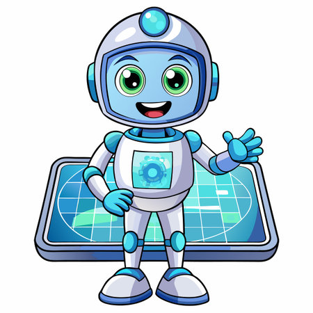 Cute robot character with panelのイラスト素材