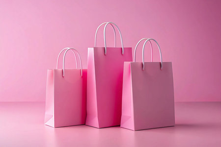 Pink shopping bags studio backdrop saleの素材