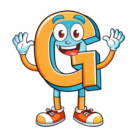 Cheerful letter character waves helloのイラスト素材