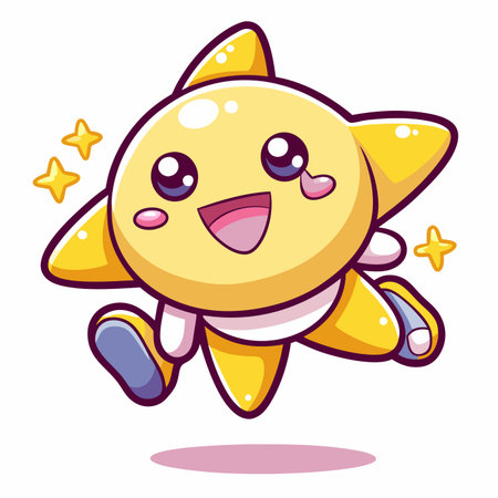 Cute, cartoon star character with happy expressionのイラスト素材