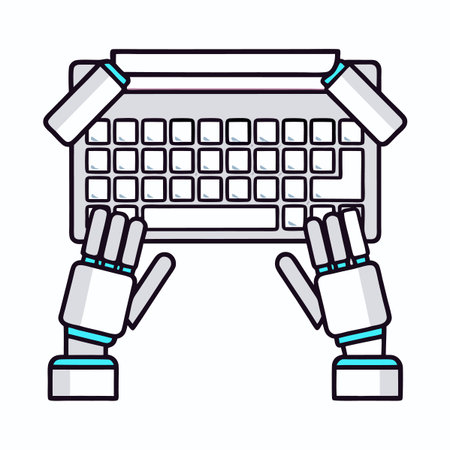 Robotic hands type on a keyboardのイラスト素材