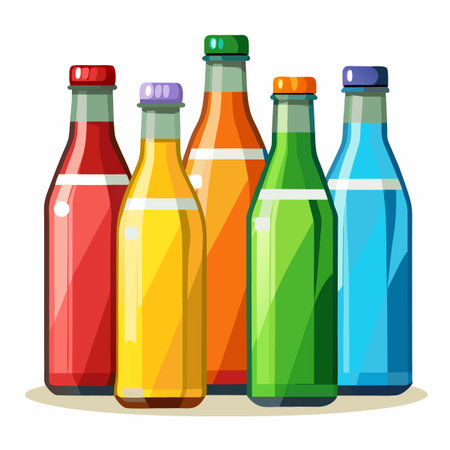 Colorful soda bottles arrangedのイラスト素材