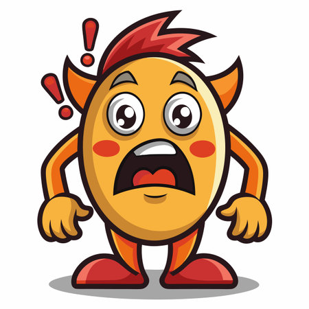 Cartoon creature shocked with exclamation pointsのイラスト素材
