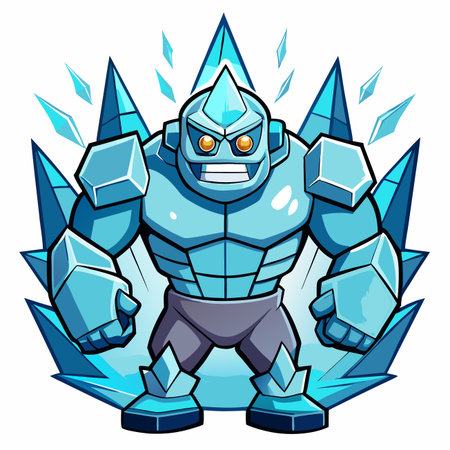 Blue ice golemのイラスト素材