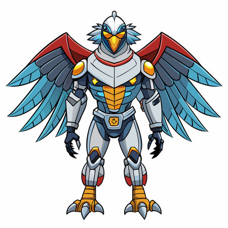 Robotic bird creature with wings, armorのイラスト素材