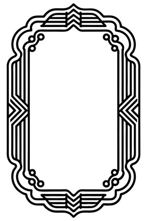 Ornate Art Deco frame. Black and white, geometrical details. Blank space inside. Rectangular shape. Isolatedのイラスト素材
