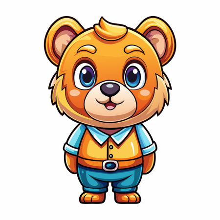 Cute cartoon bear in vibrant colorsのイラスト素材