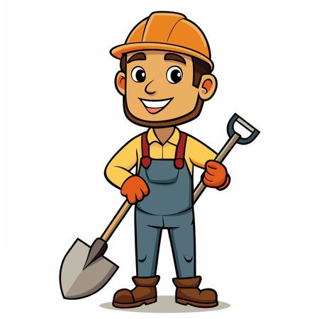 Cartoon worker with a shovelのイラスト素材