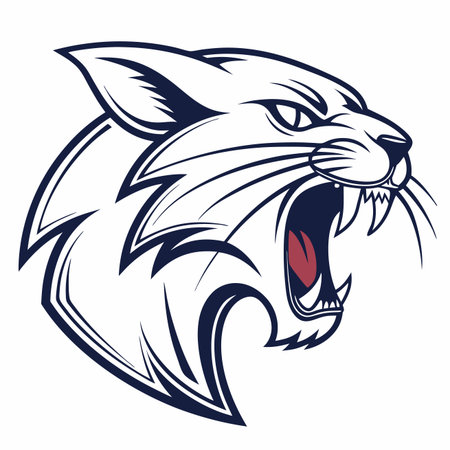 Angry wildcat head graphic, stylizedのイラスト素材