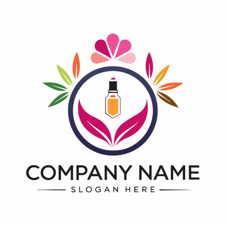 Essence bottle framed by floralsのイラスト素材
