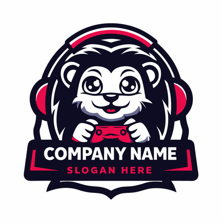 Cute hedgehog gamer with headphones, holding a controller. Cartoon styleのイラスト素材