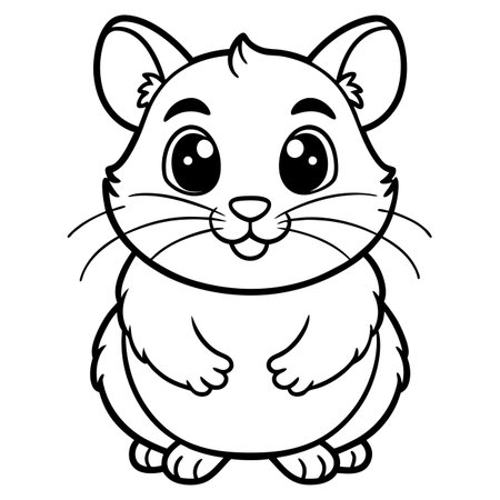 Cute, outlined rodent with big eyes and small paws, simple designのイラスト素材