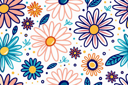Colorful daisy floral patternのイラスト素材