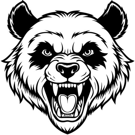 Aggressive monochrome panda headのイラスト素材