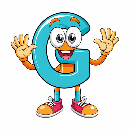 Cartoon character letter Q in the shape of a character vector illustrationのイラスト素材