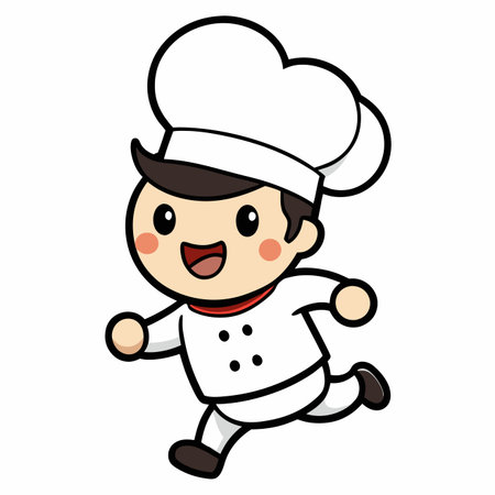 Illustration of a Cute Chef Running - Colored Cartoon Characterのイラスト素材