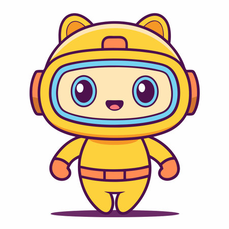 Cute cartoon astronaut character. Vector illustration of a cute alien.のイラスト素材