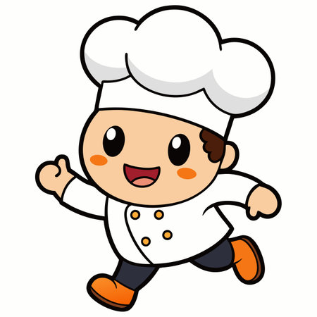 Chef Vector - Cartoon Illustration of Cute Little Chef Characterのイラスト素材