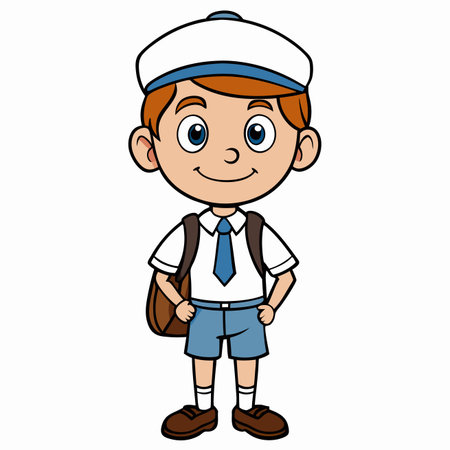Cute school boy cartoon vector illustration graphic design vector illustration graphic designのイラスト素材