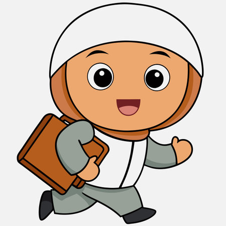 cute little muslim boy cartoon vector illustration eps10 designのイラスト素材