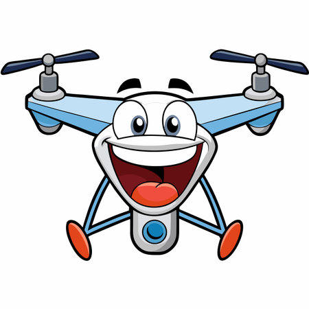 Drone Cartoon Mascot Character Isolated on a White Backgroundのイラスト素材