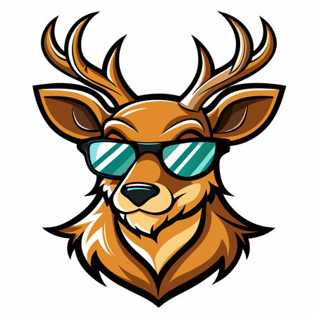 Deer with sunglasses. Vector illustration of a deer with glasses.のイラスト素材