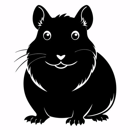 Black hamster isolated on white background. Vector illustration for your designのイラスト素材