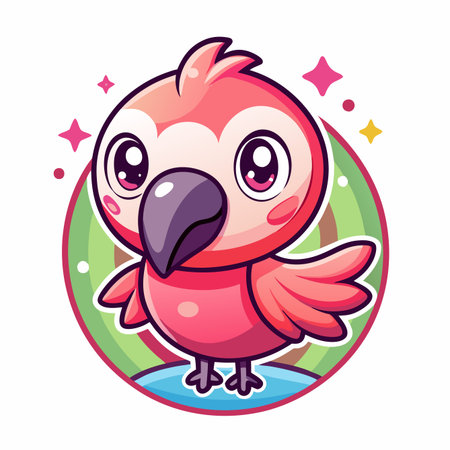 Cute cartoon parrot on white background. Vector illustration for your designのイラスト素材